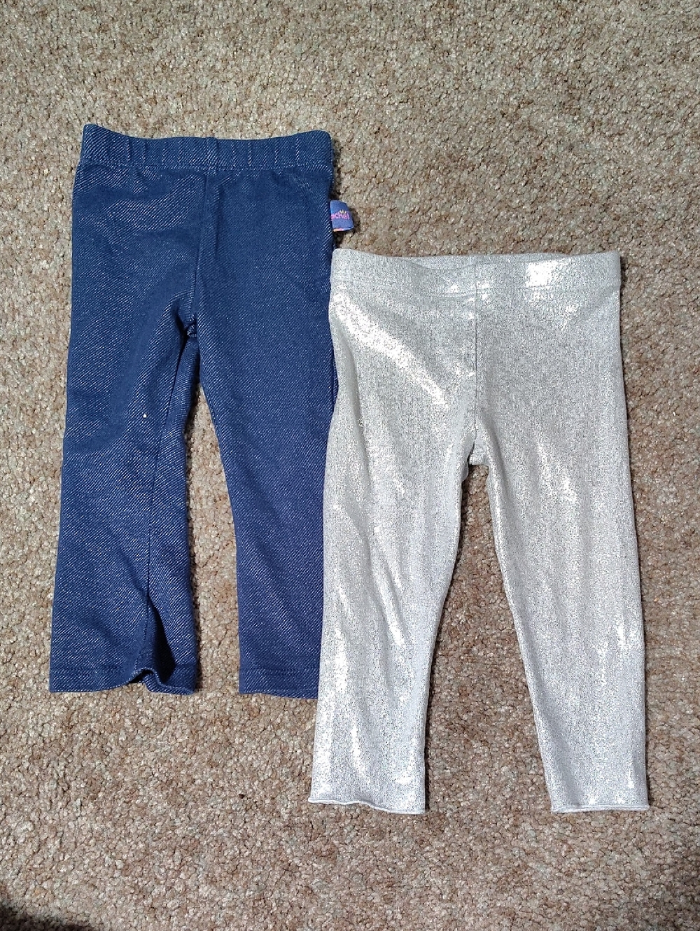 Kids' Navy and Silver Shimmer Stretch Leggings - Unbranded